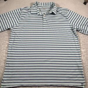 Peter Millar Polo Mens Extra Large Blue White Striped‎ Seaside Stretch